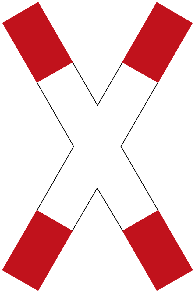 Advertencia de cruce ferroviario con 1 vía.